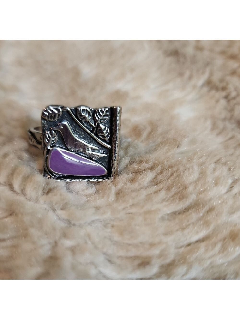 Ring Bird With Stone Purple Design Ring